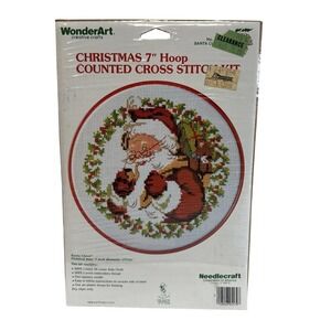 WonderArt Christmas 7 Inch Hoop Counted Cross Stitch Kit Santa Claus 430